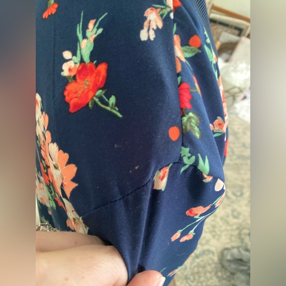 Bright Navy floral Love Tree bomber - Picture 10 of 10